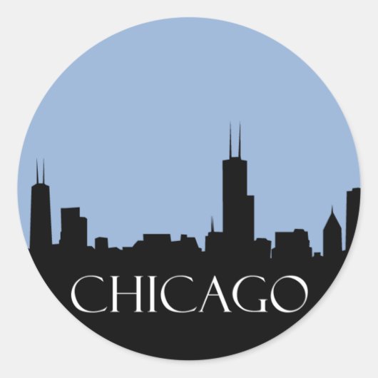 Chicago Skyline Ronde Sticker (Voorkant)