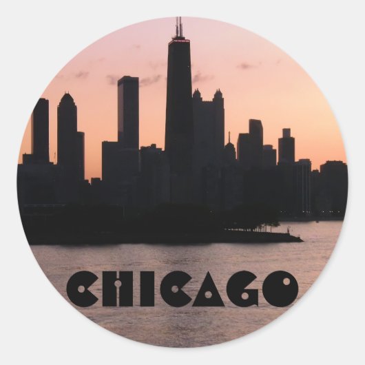 Chicago skyline ronde sticker (Voorkant)