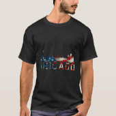 Chicago skyline rood wit en blauw t-shirt (Voorkant)