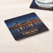 Chicago Skyline Route 66 Baraccessoires Kartonnen Onderzetters (Schuin)