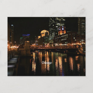 Chicago Skyline 's Nachts Briefkaart