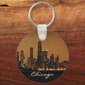 Chicago Skyline 's nachts in het centrum van John  Sleutelhanger (Voorkant)