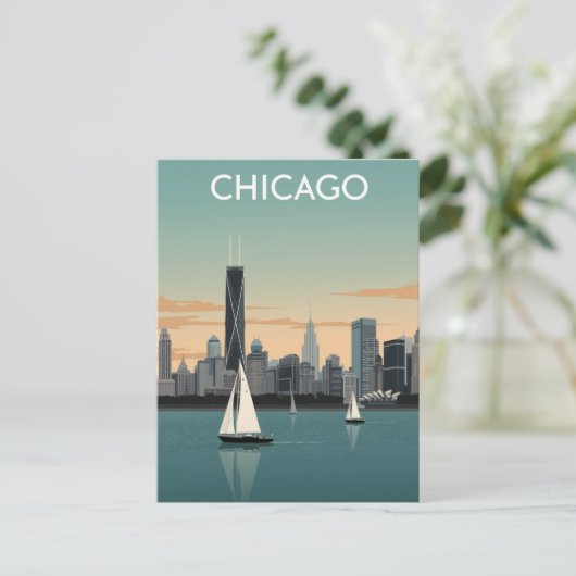 Chicago Skyline Sailboats Briefkaart (Staand voorkant)