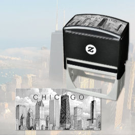 Chicago Skyline Self Inking Rubber Stamp Zelfinktende Stempel