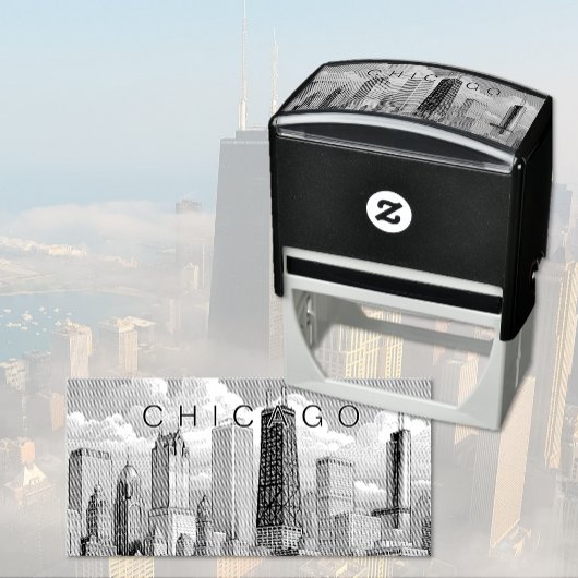 Chicago Skyline Self Inking Rubber Stamp Zelfinktende Stempel