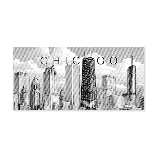 Chicago Skyline Self Inking Rubber Stamp Zelfinktende Stempel (Design)