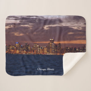Chicago Skyline sherpa blanket Sherpa Deken