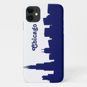 Chicago Skyline Silhouet Blauw Case-Mate iPhone Case (Achterkant)