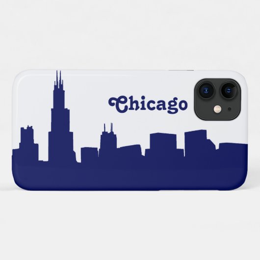 Chicago Skyline Silhouet Blauw Case-Mate iPhone Case (Achterkant (horizontaal))