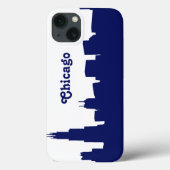 Chicago Skyline Silhouet Blauw Case-Mate iPhone Case (Achterkant)