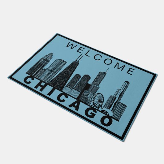 Chicago Skyline Silhouette  Deurmat (Schuin)