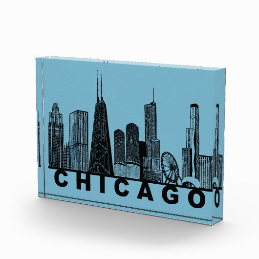 Chicago Skyline Silhouette  Fotoblokken (Rechts)
