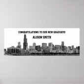 Chicago Skyline Silhouette Graduation Party Banner Poster (Voorkant)