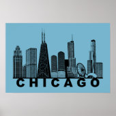 Chicago Skyline Silhouette  Poster (Voorkant)