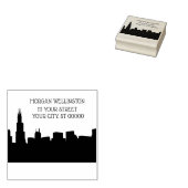 Chicago Skyline Silhouette Retouradres Rubberstempel (Gestempeld)