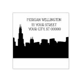 Chicago Skyline Silhouette Retouradres Rubberstempel (Afrduk)