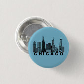 Chicago Skyline Silhouette Ronde Button 3,2 Cm (Voorkant /achterkant)