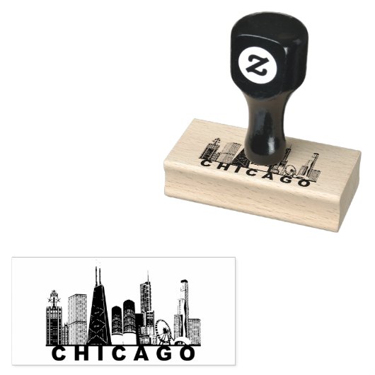 Chicago Skyline Silhouette  Rubberstempel (Gestempeld)