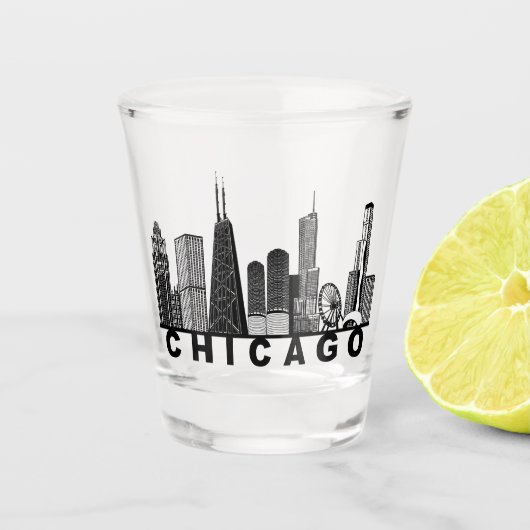 Chicago Skyline Silhouette  Shot Glas (Voorkant)