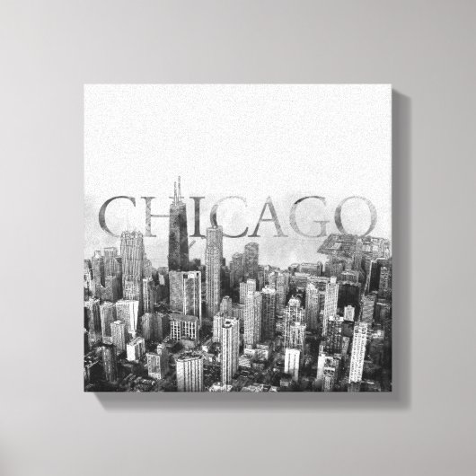 Chicago Skyline Sketch Canvas Afdruk (Voorkant)