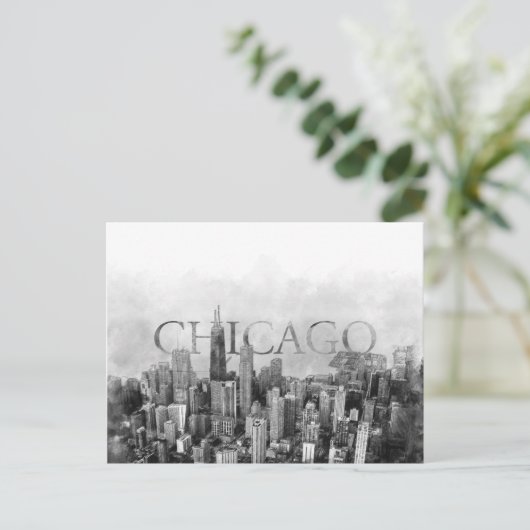 Chicago Skyline Sketch Feestdagenkaart (Staand voorkant)