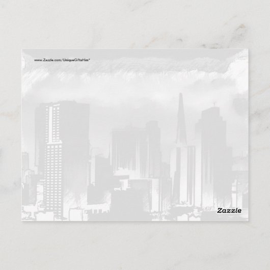 Chicago Skyline Sketch in Black en White Briefkaart (Achterkant)