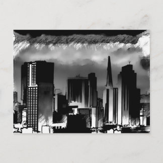 Chicago Skyline Sketch in Black en White Briefkaart