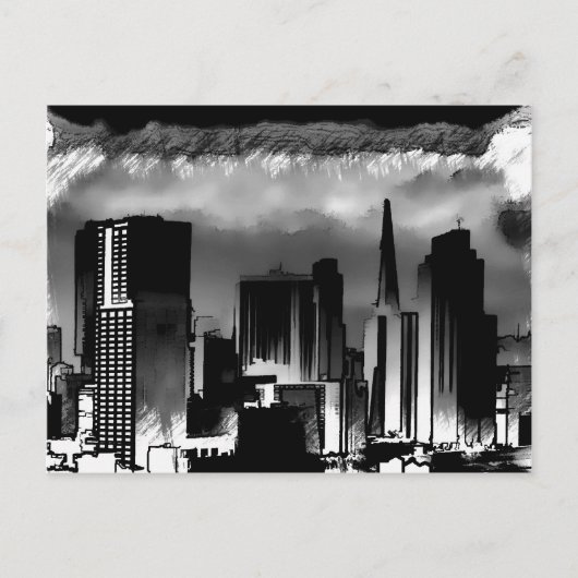 Chicago Skyline Sketch in Black en White Briefkaart (Voorkant)