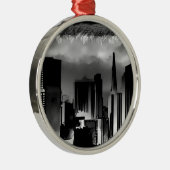 Chicago Skyline Sketch in Black en White Metalen Ornament (Rechts)