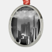 Chicago Skyline Sketch in Black en White Metalen Ornament (Links)