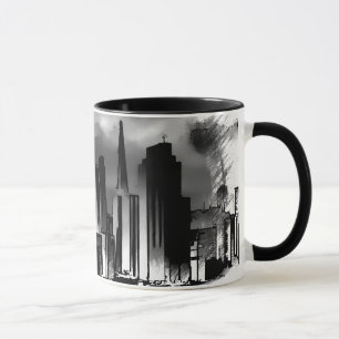 Chicago Skyline Sketch in Black en White Mok