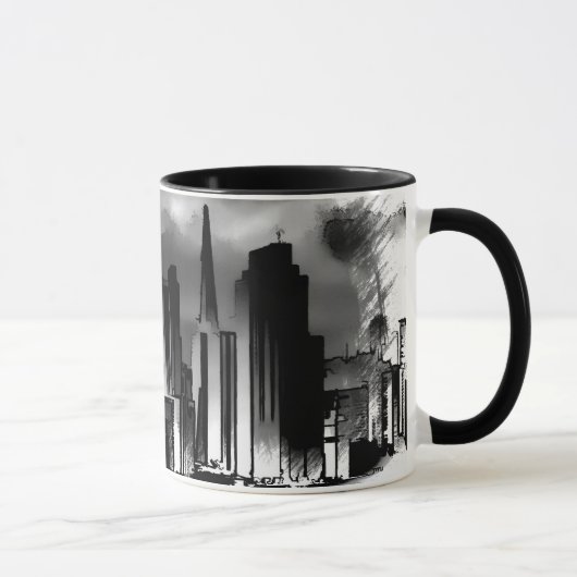 Chicago Skyline Sketch in Black en White Mok (Rechts)