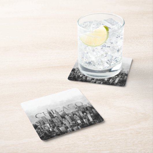 Chicago Skyline Sketch Kartonnen Onderzetters (Insitu)
