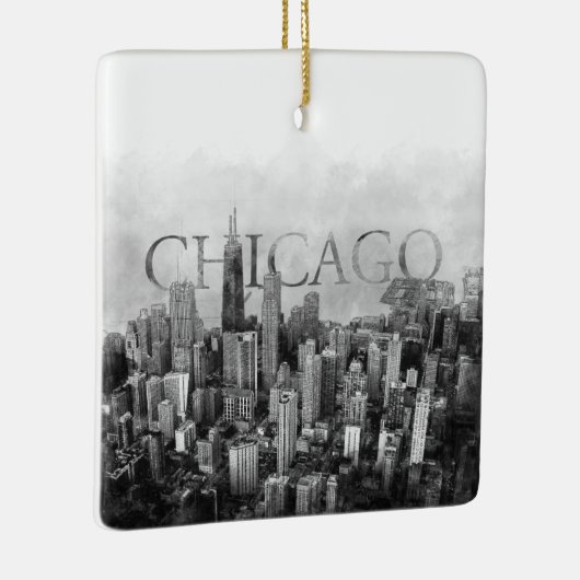 Chicago Skyline Sketch Keramisch Ornament (Rechts)
