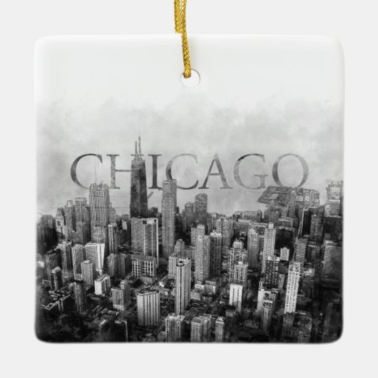 Chicago Skyline Sketch Keramisch Ornament (Voorkant)