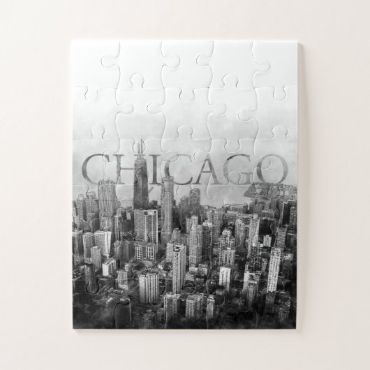 Chicago Skyline Sketch Legpuzzel (Verticaal)