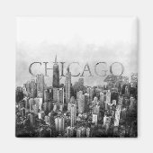 Chicago Skyline Sketch Magneet (Voorkant)
