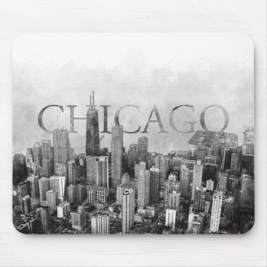 Chicago Skyline Sketch Muismat (Voorkant)