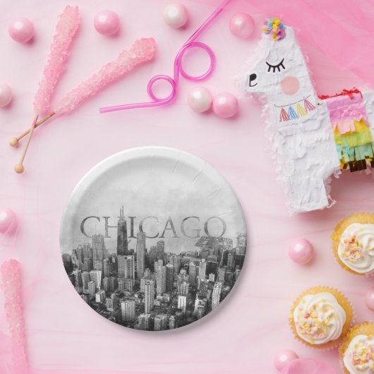 Chicago Skyline Sketch Papieren Bordje (Feest)