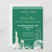 Chicago Skyline smaragd kant elegante uitnodiging (Voorkant)