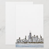 Chicago Skyline Stationery Briefpapier (Voorkant / Achterkant)