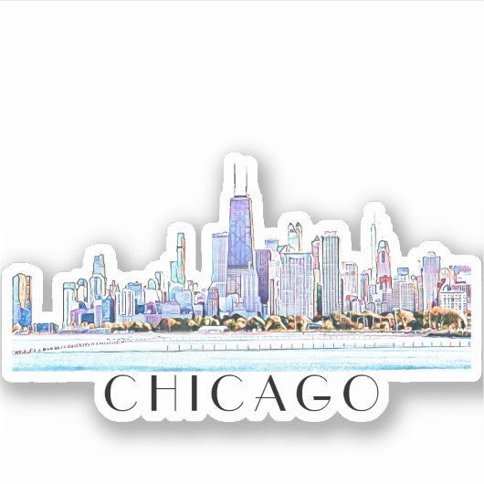 Chicago Skyline Sticker (Voorkant)