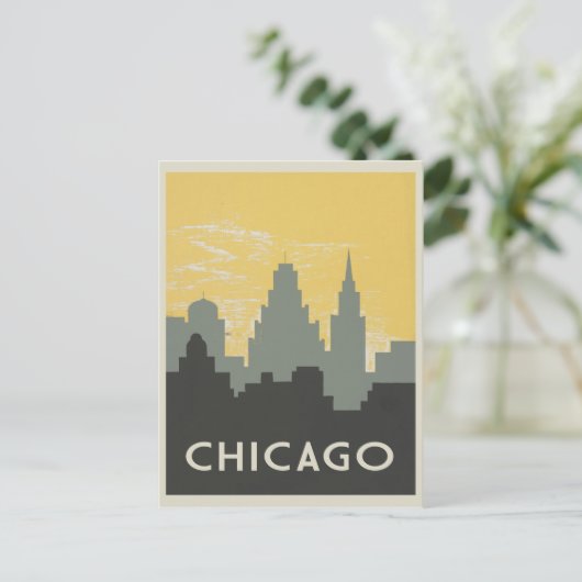 Chicago Skyline  stijl Briefkaart (Staand voorkant)