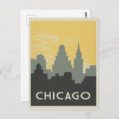 Chicago Skyline  stijl Briefkaart (Voorkant / Achterkant)