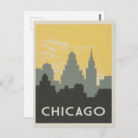 Chicago Skyline  stijl Briefkaart (Voorkant / Achterkant)