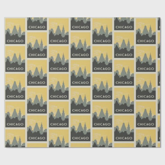 Chicago Skyline  stijl Cadeaupapier (Vlak)
