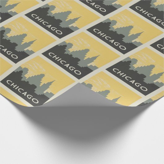 Chicago Skyline  stijl Cadeaupapier (Hoek)