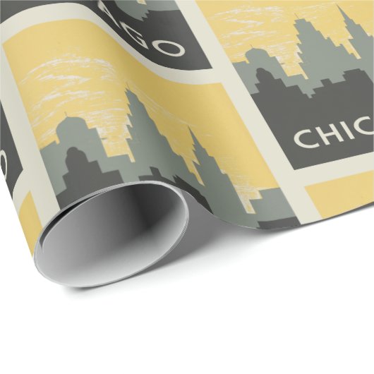 Chicago Skyline  stijl Cadeaupapier (Rol Hoek)