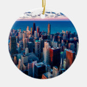 Chicago Skyline Sundown Keramisch Ornament (Voorkant)