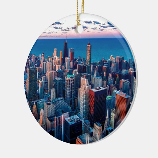 Chicago Skyline Sundown Keramisch Ornament (Links)